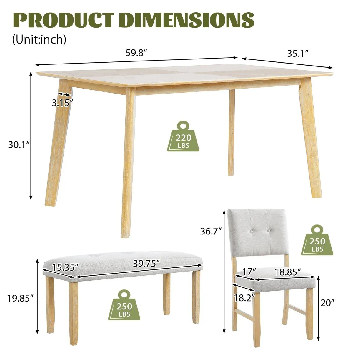 Rustic Farmhouse Solid Wood Dining Table Set For 6 - Omega Lifestyles