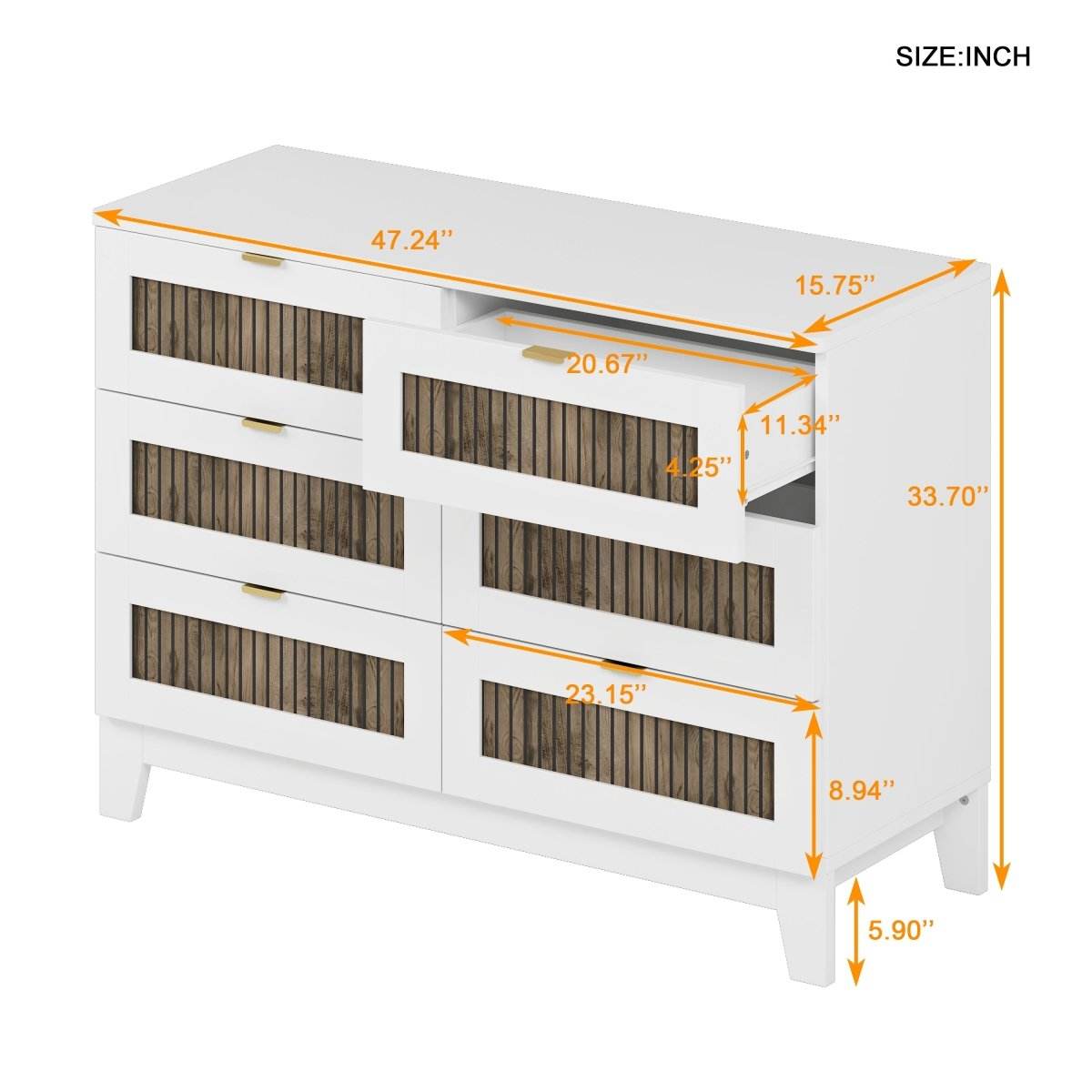 Rustic Farmhouse Wooden Dresser With 6 Drawers - Sleep Galleria