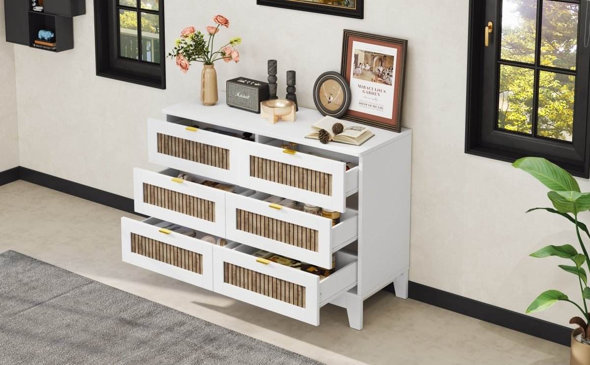 Rustic Farmhouse Wooden Dresser With 6 Drawers - Sleep Galleria
