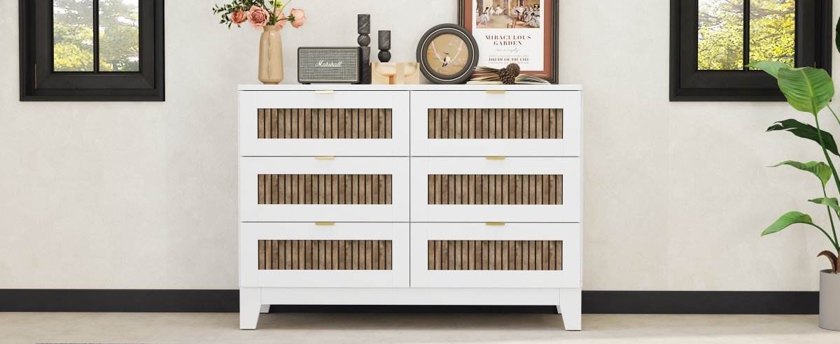 Rustic Farmhouse Wooden Dresser With 6 Drawers - Sleep Galleria