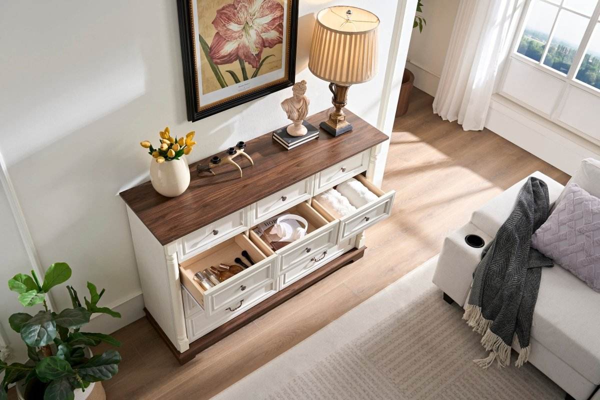 Rustic Walnut 10-Drawer Wooden Storage Dresser - Sleep Galleria