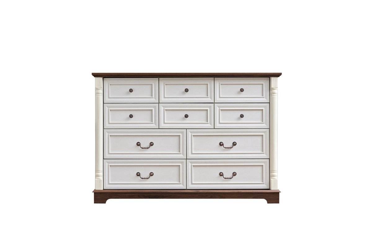 Rustic Walnut 10-Drawer Wooden Storage Dresser - Sleep Galleria