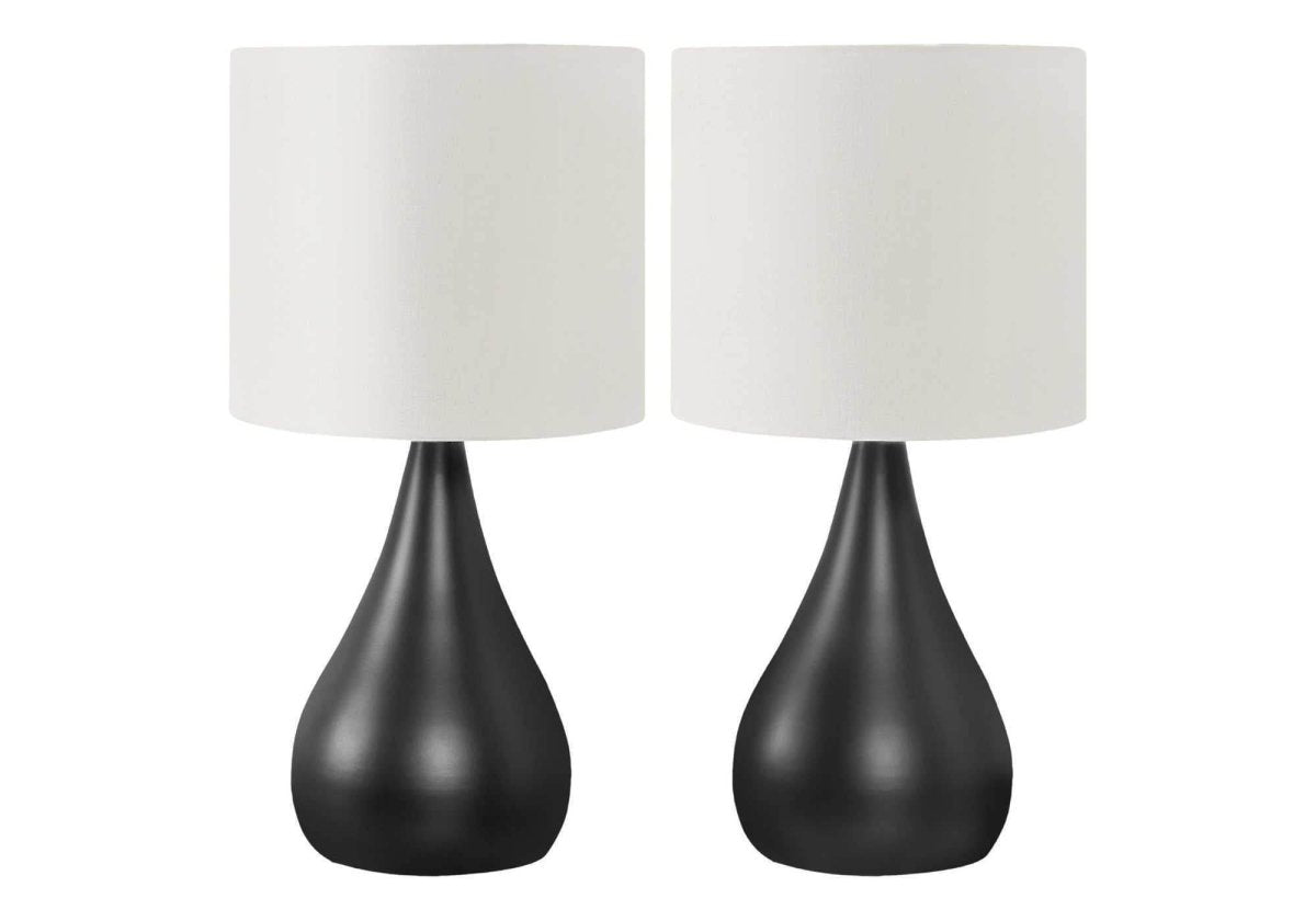 Set Of 2 18-Inch Black Metal Table Lamps With Shades - Sleep Galleria
