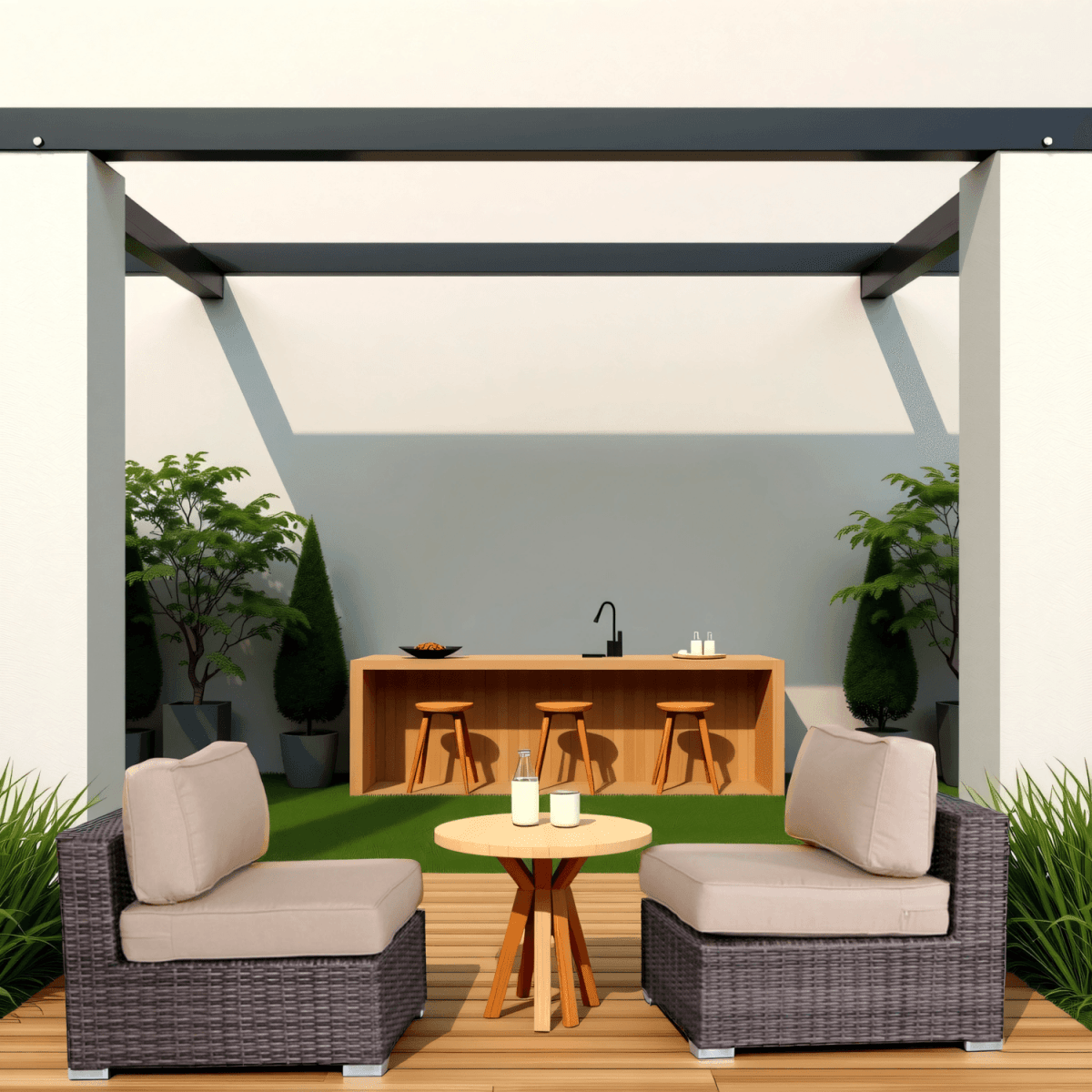 Set of 2 Armless Weather - Resistant Wicker Outdoor Chairs - Serenova - Omega Lifestyles