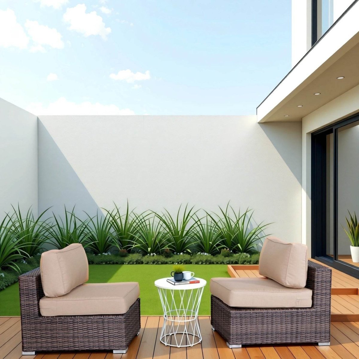 Set of 2 Armless Weather - Resistant Wicker Outdoor Chairs - Serenova - Omega Lifestyles