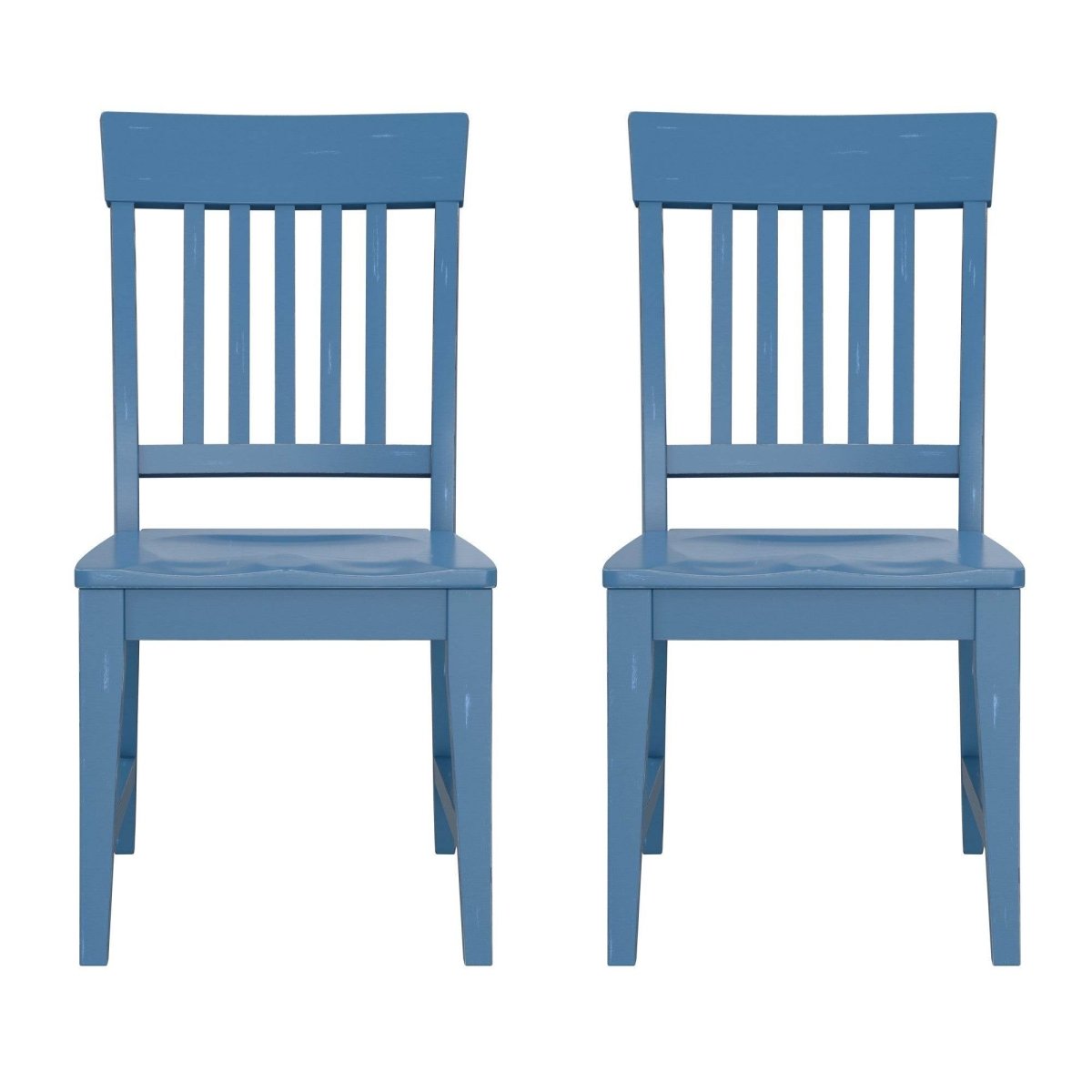 Set of 2 Blue Solid Wood Farmhouse Dining Chairs - Serenova - Omega Lifestyles