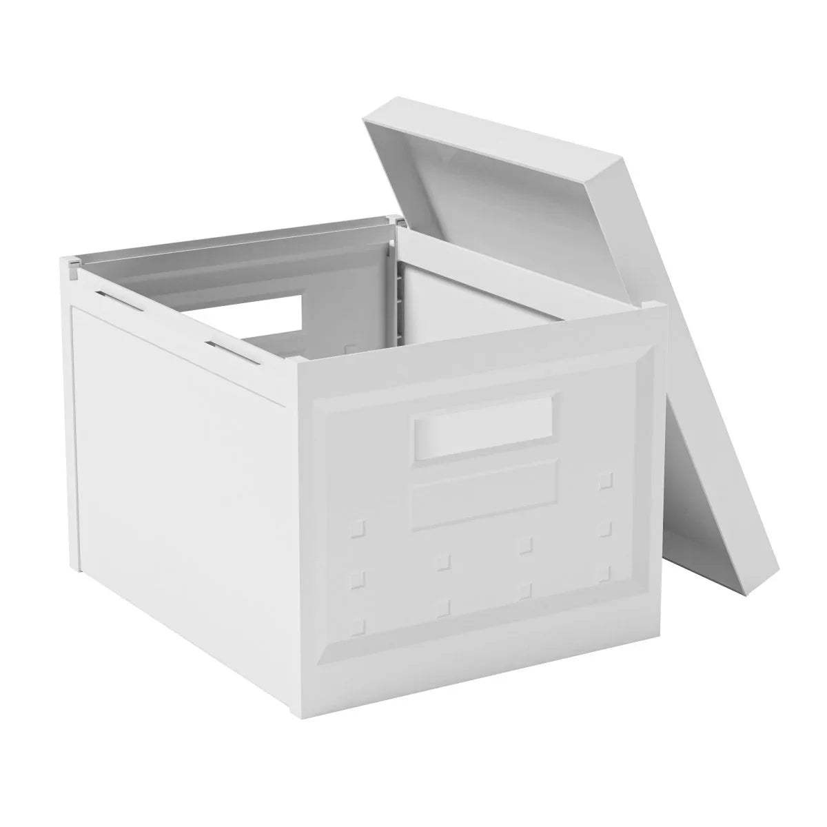 Set of 2 Collapsible Stackable Plastic Storage Boxes With Lids - Omega Lifestyles