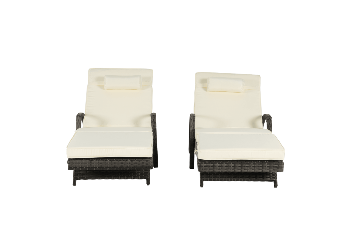 Set Of 2 Outdoor Adjustable Wicker Reclining Lounge Chairs - Sleep Galleria