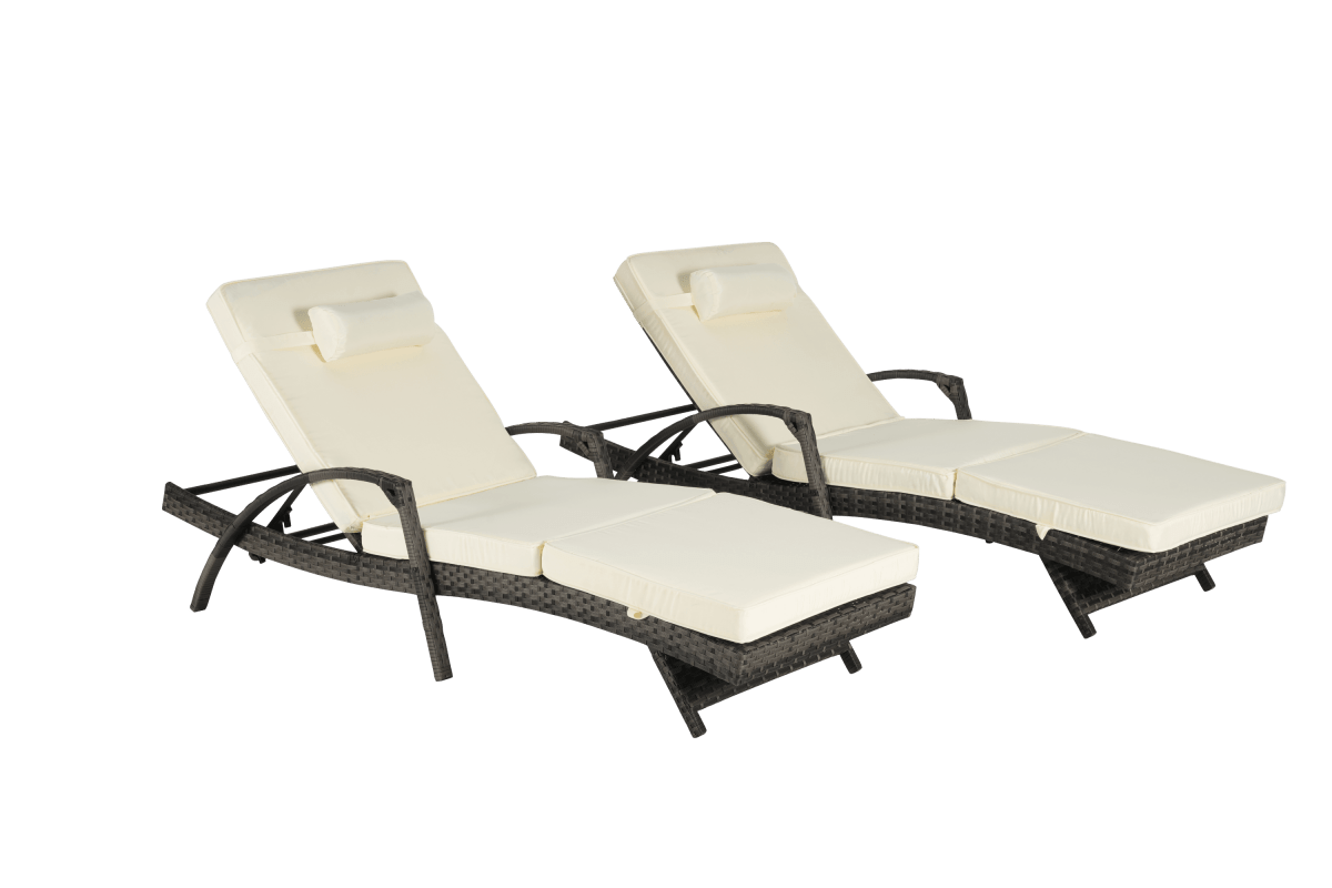 Set Of 2 Outdoor Adjustable Wicker Reclining Lounge Chairs - Sleep Galleria