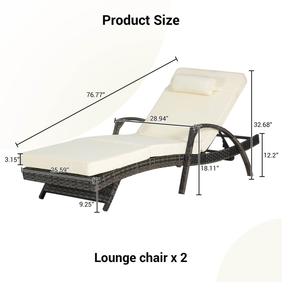 Set Of 2 Outdoor Adjustable Wicker Reclining Lounge Chairs - Sleep Galleria