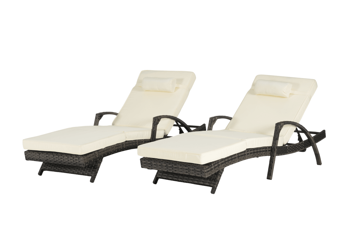 Set Of 2 Outdoor Adjustable Wicker Reclining Lounge Chairs - Sleep Galleria