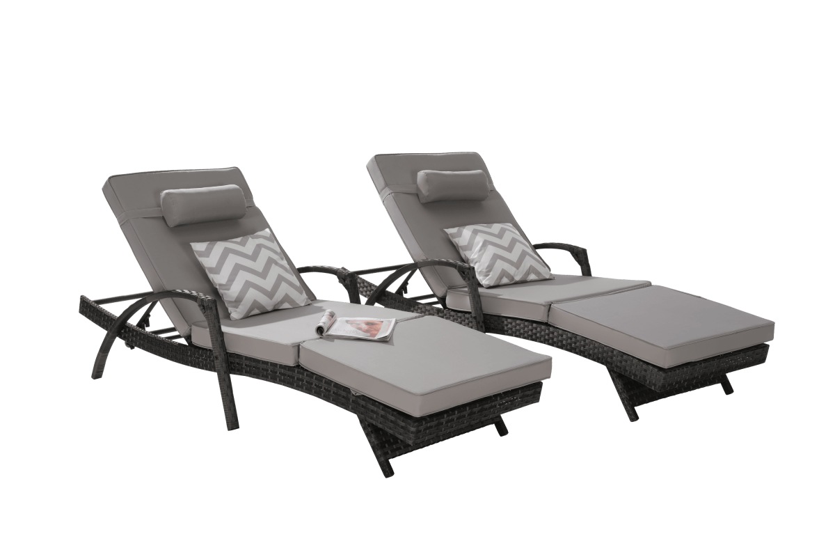 Set of 2 Outdoor Weather Resistant Wicker Reclining Chairs - Omega Lifestyles