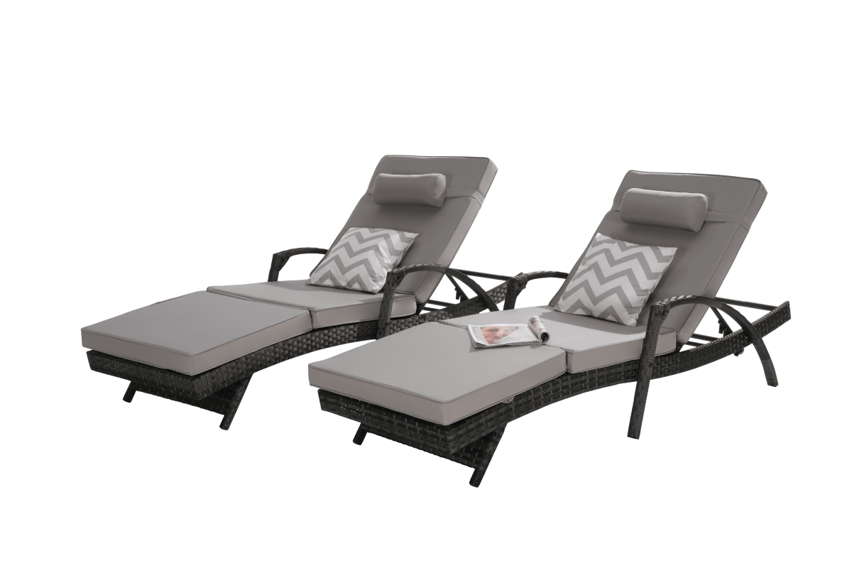 Set of 2 Outdoor Weather Resistant Wicker Reclining Chairs - Omega Lifestyles