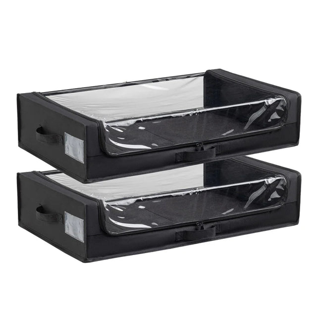 Set of 2 Under-Bed Rolling Storage Containers With Transparent Cover - Omega Lifestyles