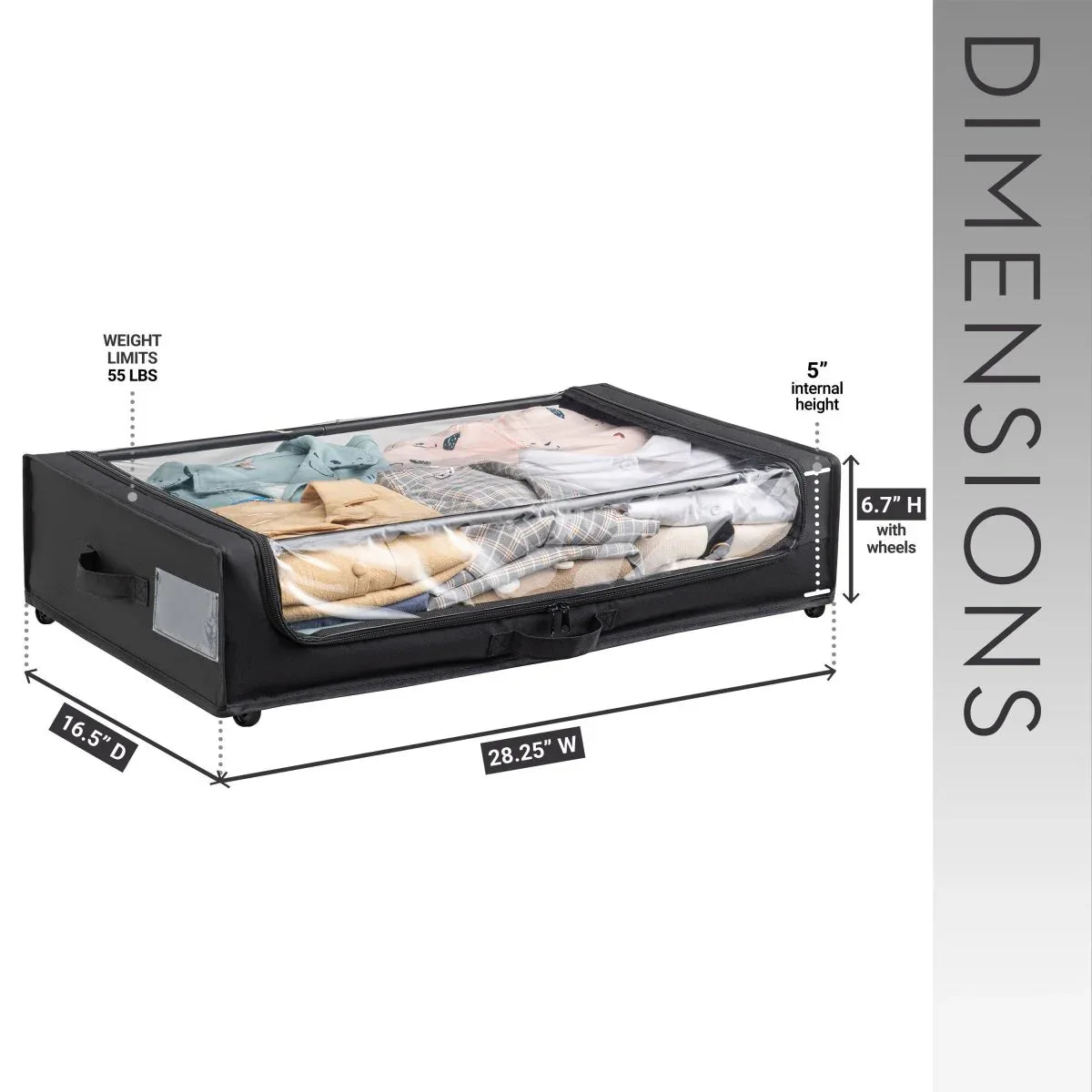 Set of 2 Under-Bed Rolling Storage Containers With Transparent Cover - Omega Lifestyles