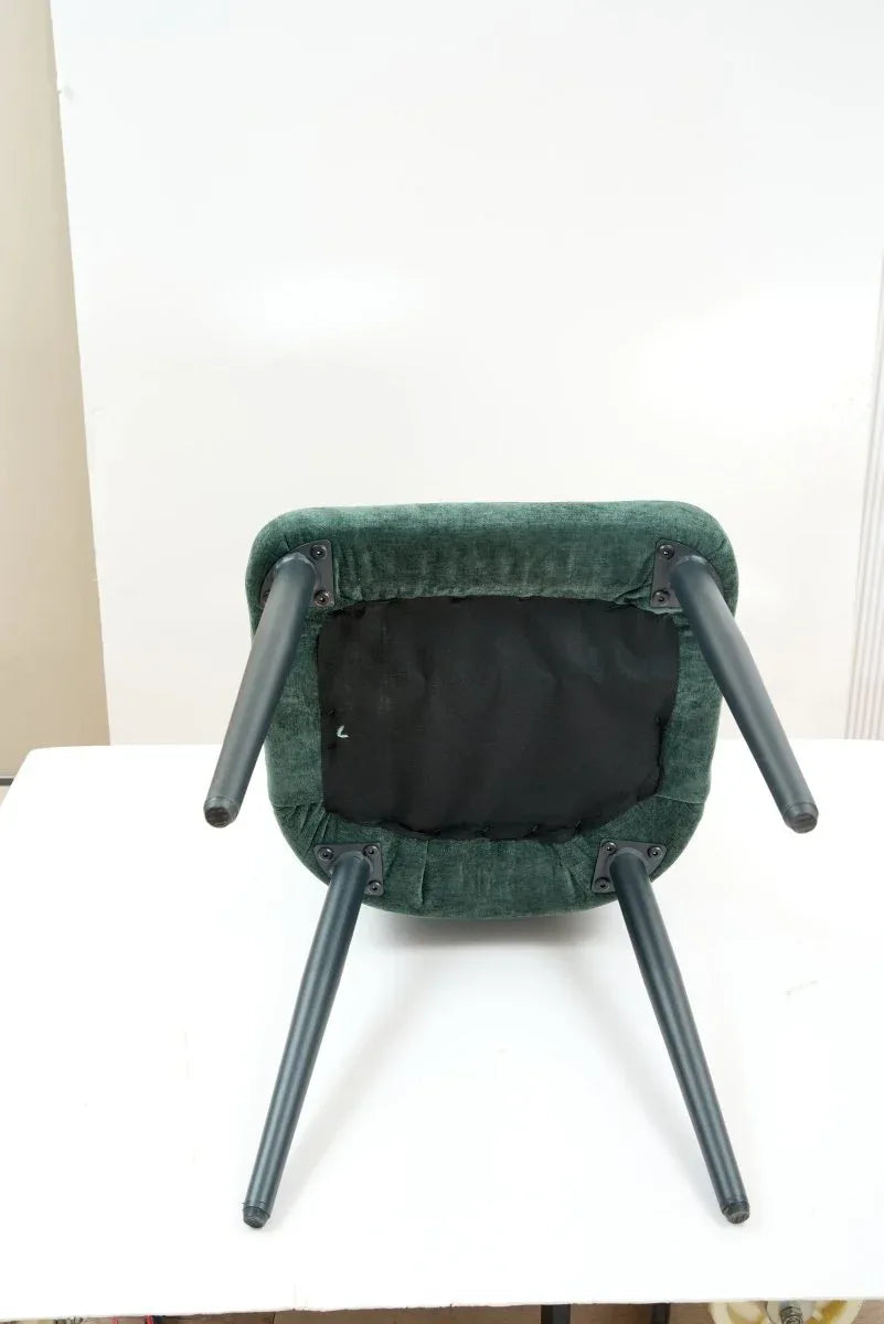 Set Of 4 Dark Green Suede Fabric Upholstered Dining Chairs - Omega Lifestyles