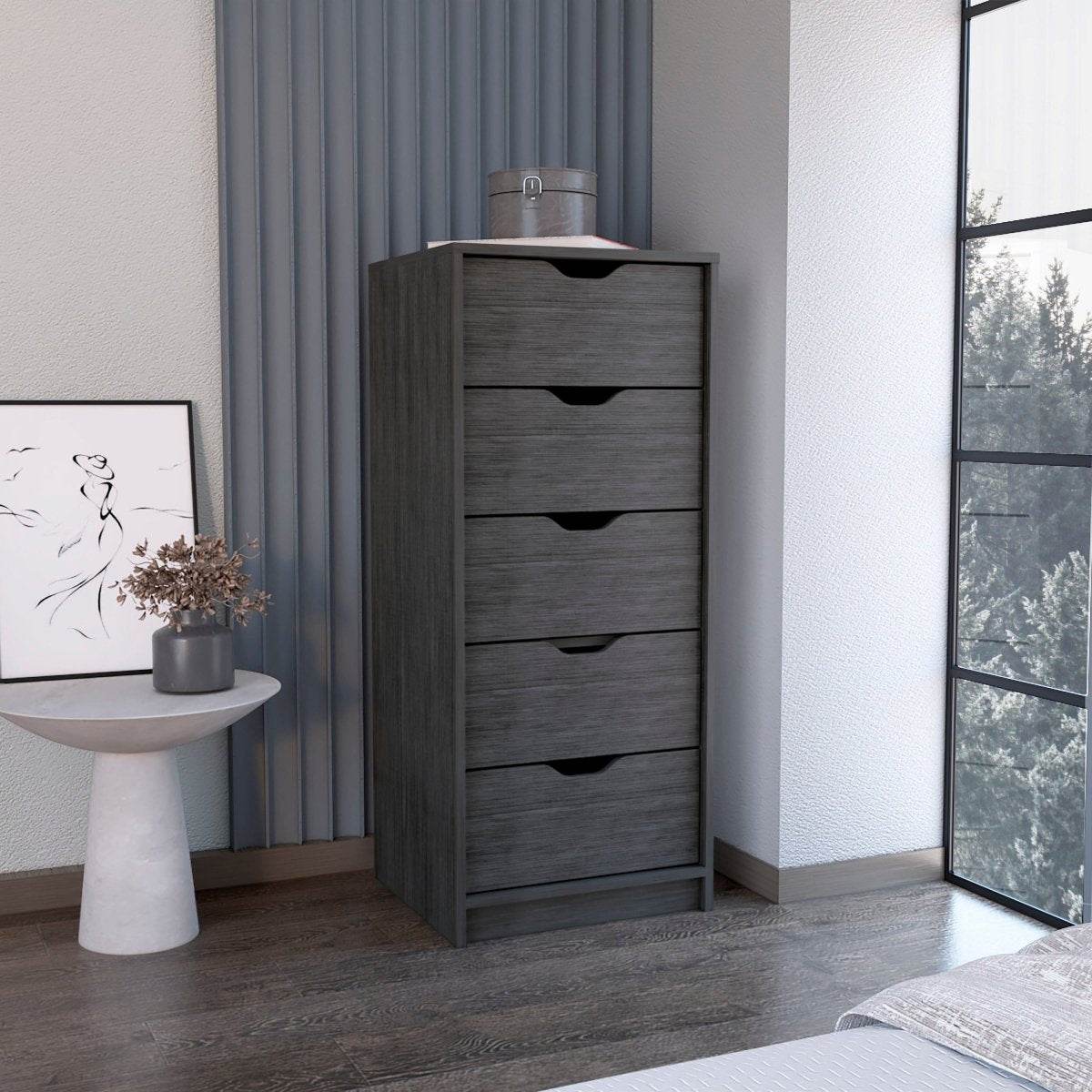 Slim 5-Drawer Oak Pine Storage Dresser - Sleep Galleria