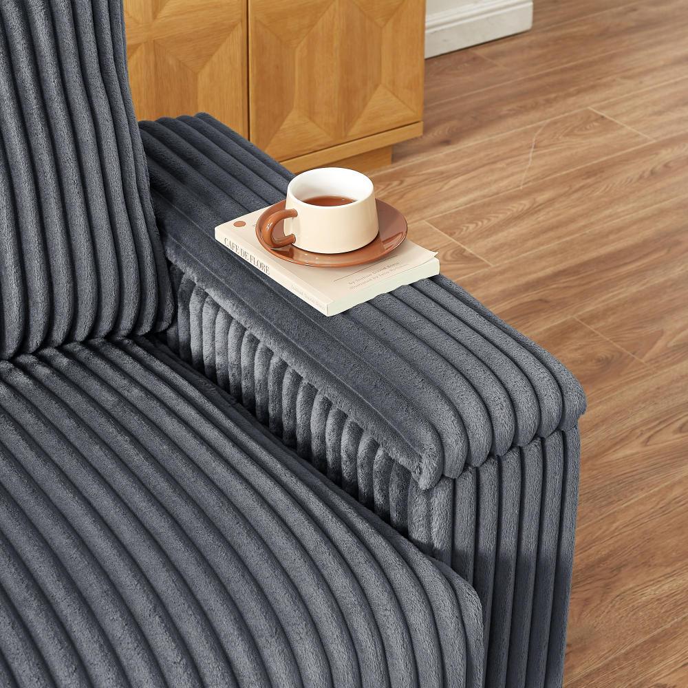 Soft Corduroy 2-Seat Modern Sofa With Storage USB Port - Omega Lifestyles