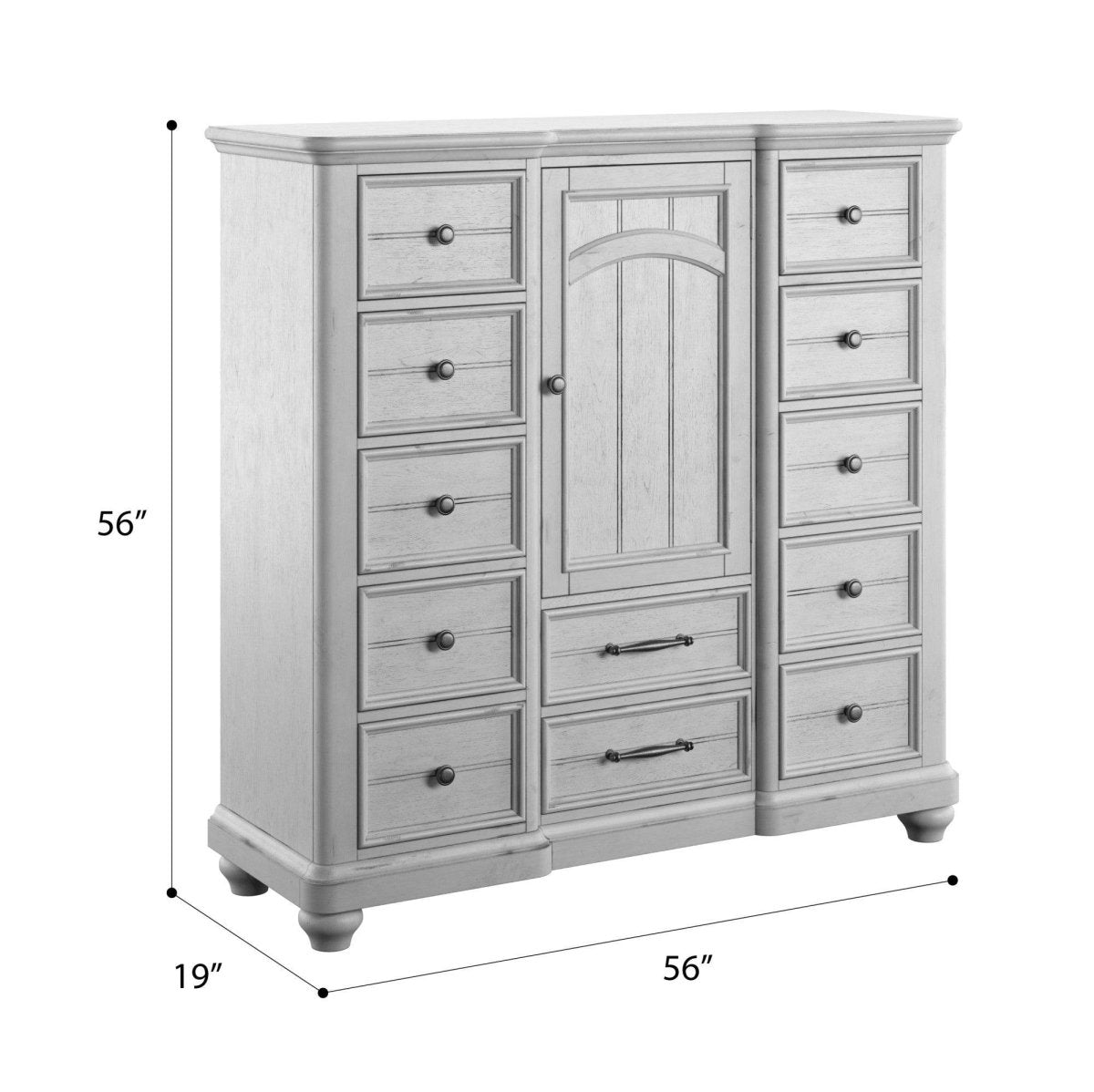 Solid Wood Gray 12 - Drawer Master Chest Cabinet - Serenova - Omega Lifestyles