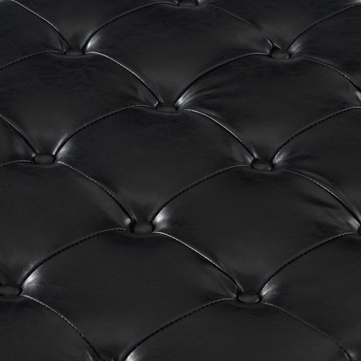 Square Storage Ottoman With Tufted Faux Leather Seat - Sleep Galleria