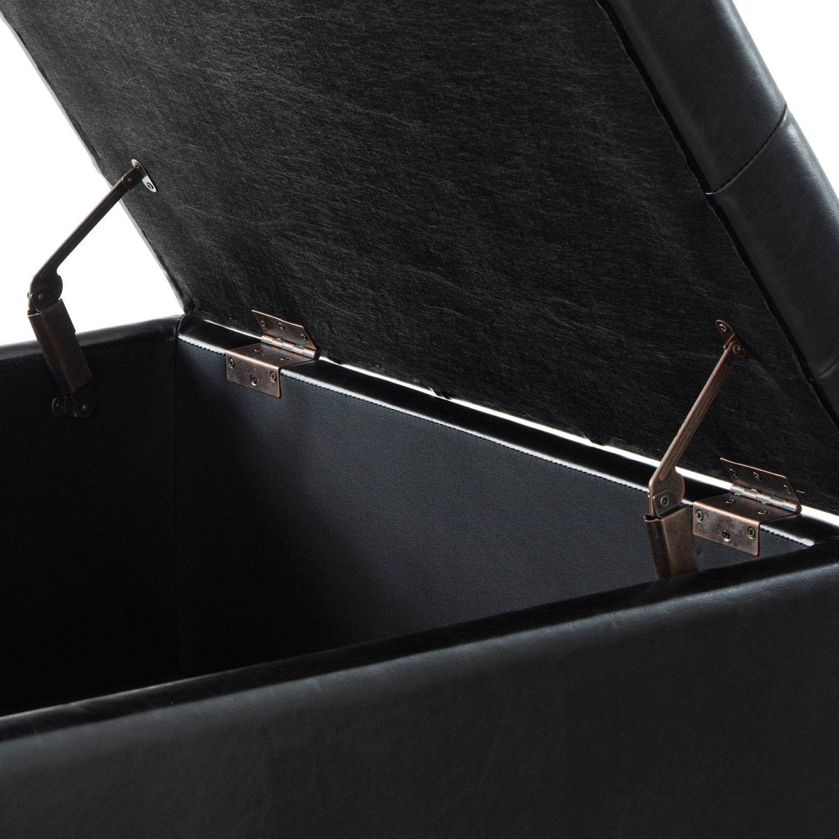 Square Storage Ottoman With Tufted Faux Leather Seat - Sleep Galleria