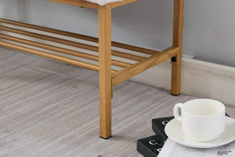 Teddy Fabric Upholstered Storage Bench With Metal Legs - Sleep Galleria