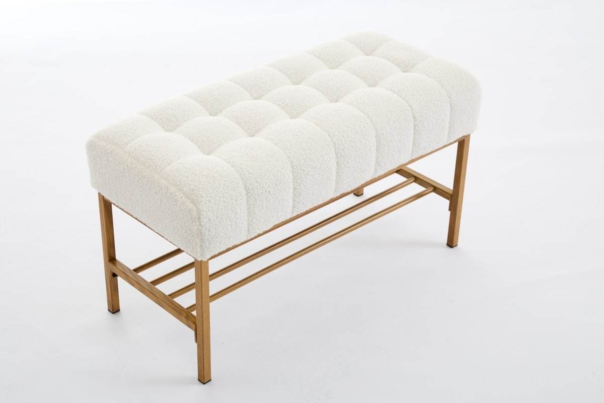Teddy Fabric Upholstered Storage Bench With Metal Legs - Sleep Galleria