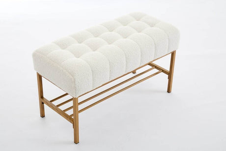 Teddy Fabric Upholstered Storage Bench With Metal Legs - Sleep Galleria