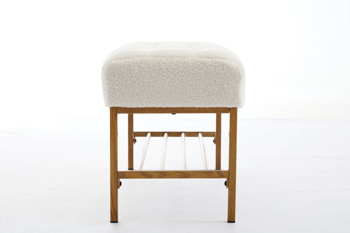 Teddy Fabric Upholstered Storage Bench With Metal Legs - Sleep Galleria