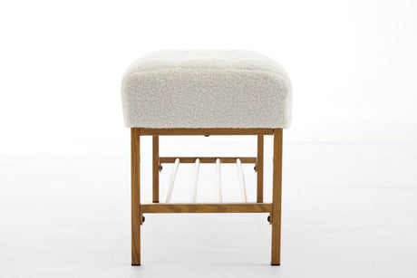 Teddy Fabric Upholstered Storage Bench With Metal Legs - Sleep Galleria