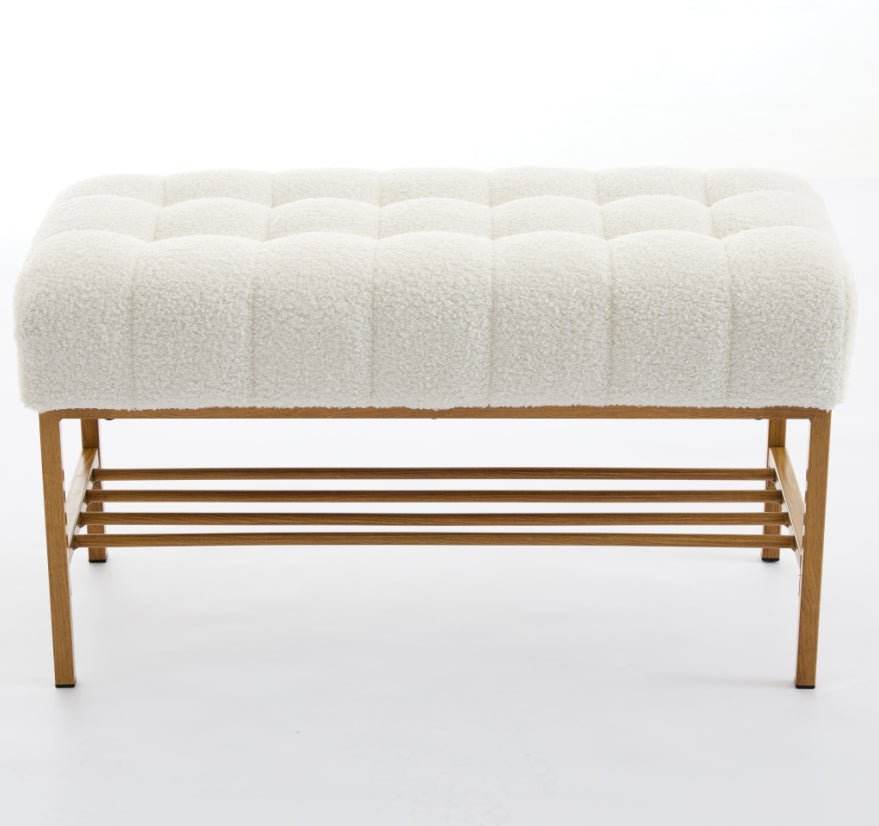 Teddy Fabric Upholstered Storage Bench With Metal Legs - Sleep Galleria