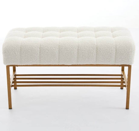 Teddy Fabric Upholstered Storage Bench With Metal Legs - Sleep Galleria
