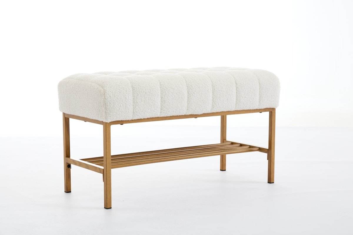 Teddy Fabric Upholstered Storage Bench With Metal Legs - Sleep Galleria