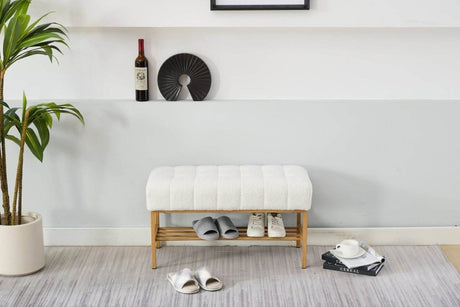 Teddy Fabric Upholstered Storage Bench With Metal Legs - Sleep Galleria
