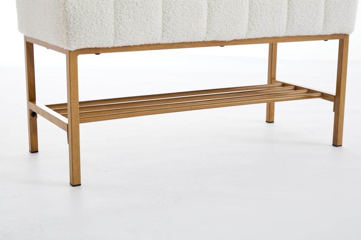 Teddy Fabric Upholstered Storage Bench With Metal Legs - Sleep Galleria