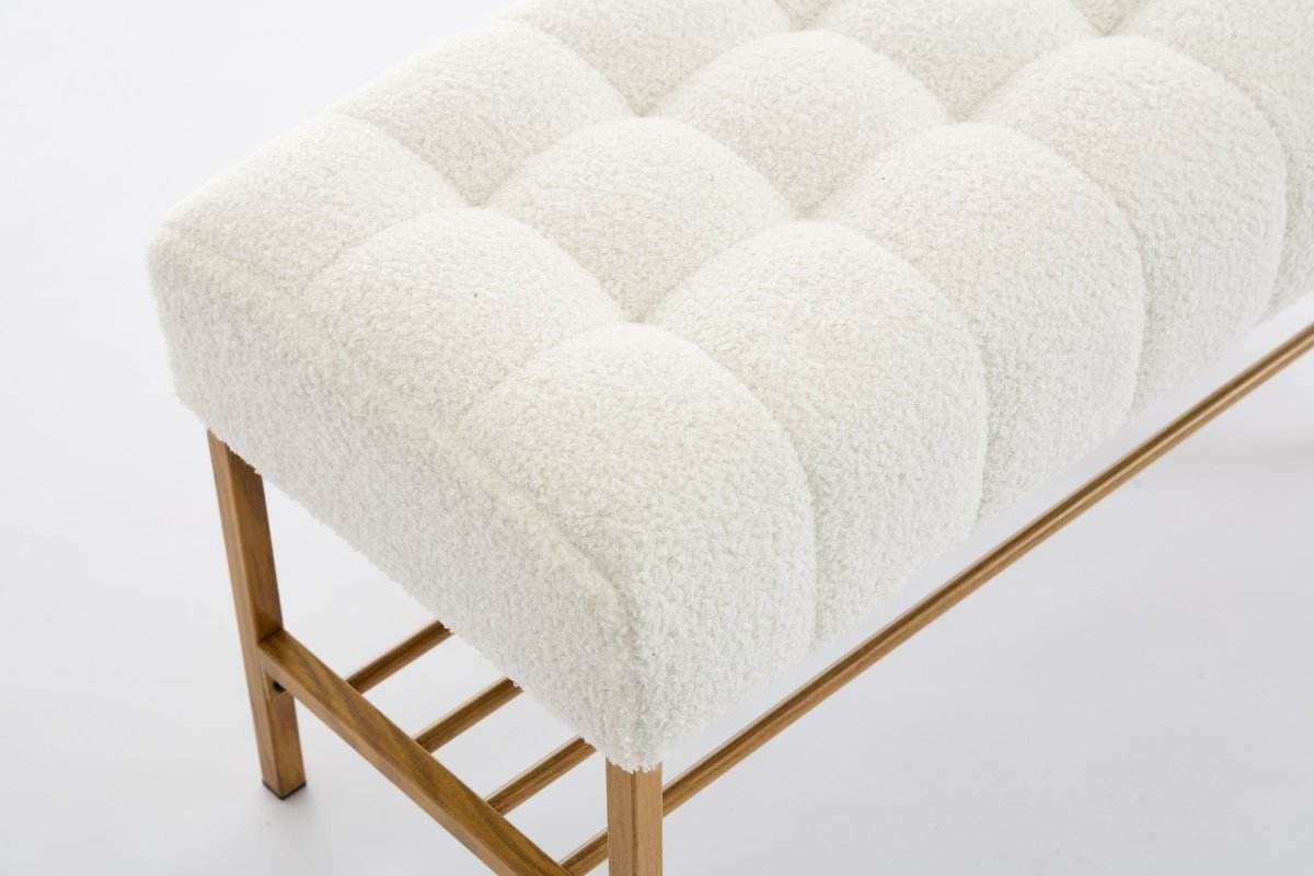 Teddy Fabric Upholstered Storage Bench With Metal Legs - Sleep Galleria
