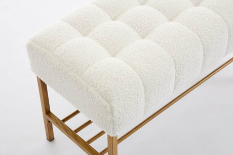 Teddy Fabric Upholstered Storage Bench With Metal Legs - Sleep Galleria