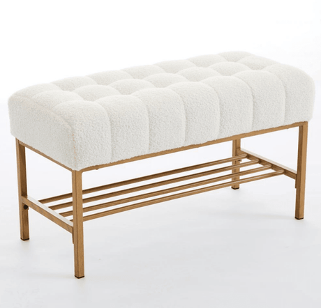 Teddy Fabric Upholstered Storage Bench With Metal Legs - Sleep Galleria