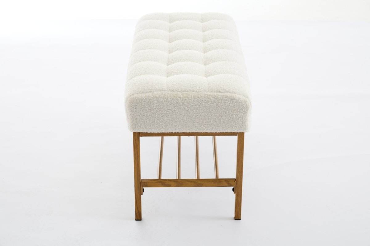 Teddy Fabric Upholstered Storage Bench With Metal Legs - Sleep Galleria