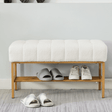 Teddy Fabric Upholstered Storage Bench With Metal Legs - Sleep Galleria