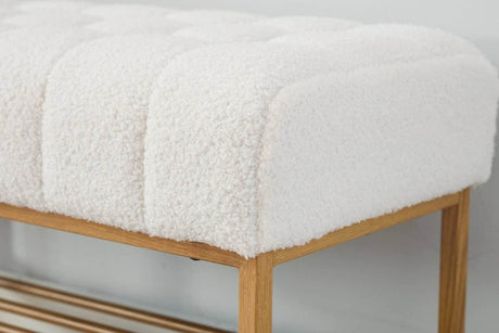 Teddy Fabric Upholstered Storage Bench With Metal Legs - Sleep Galleria