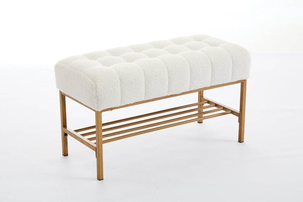 Teddy Fabric Upholstered Storage Bench With Metal Legs - Sleep Galleria