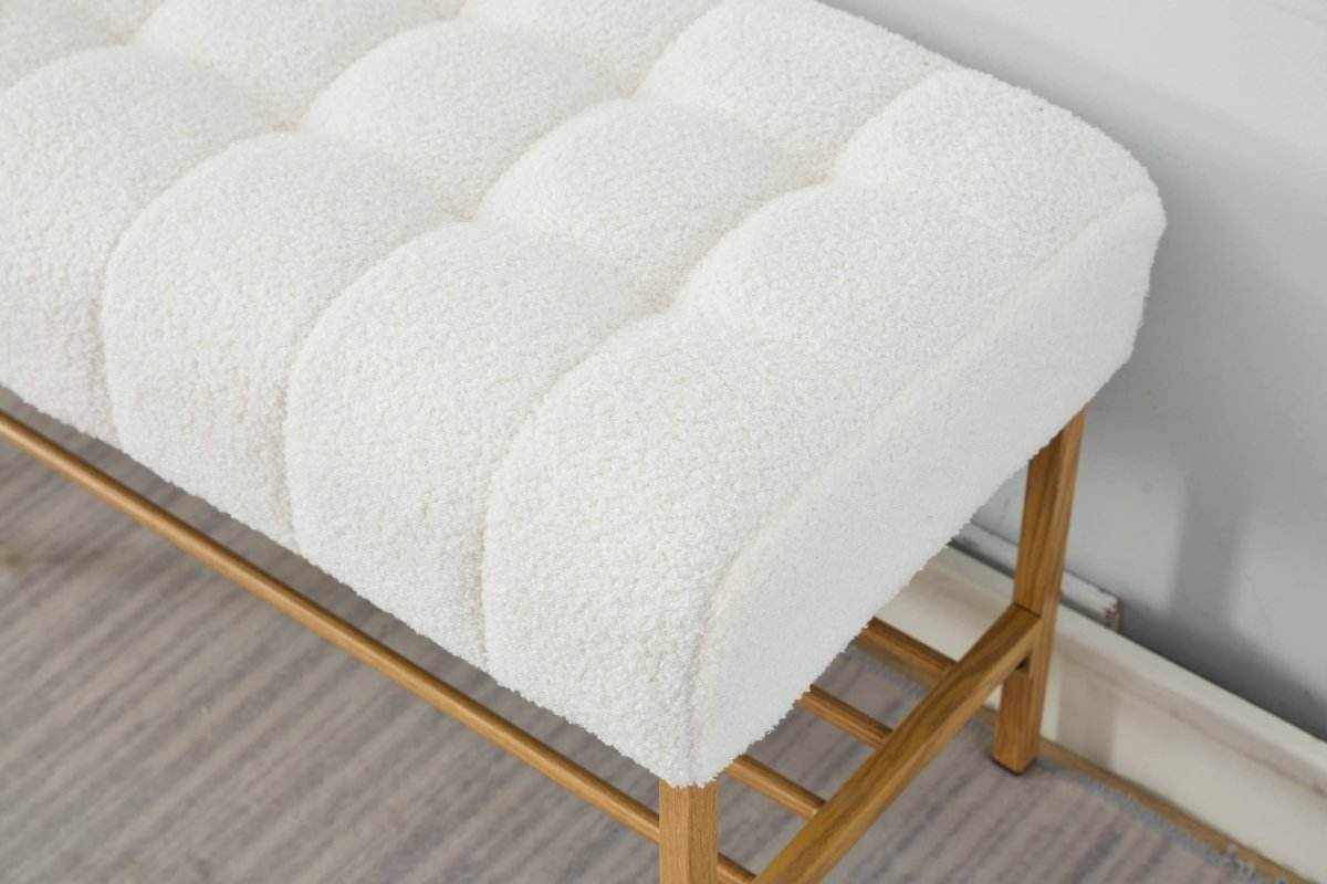 Teddy Fabric Upholstered Storage Bench With Metal Legs - Sleep Galleria