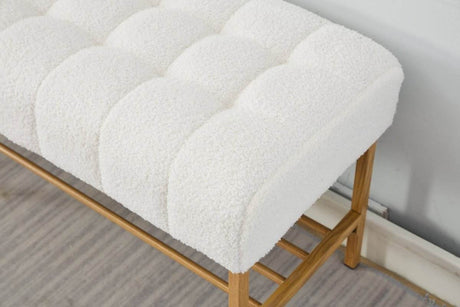 Teddy Fabric Upholstered Storage Bench With Metal Legs - Sleep Galleria