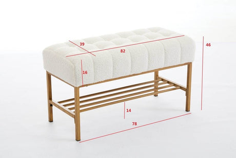 Teddy Fabric Upholstered Storage Bench With Metal Legs - Sleep Galleria