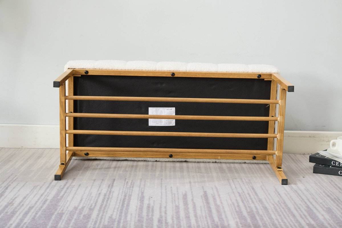 Teddy Fabric Upholstered Storage Bench With Metal Legs - Sleep Galleria