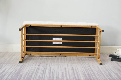 Teddy Fabric Upholstered Storage Bench With Metal Legs - Sleep Galleria