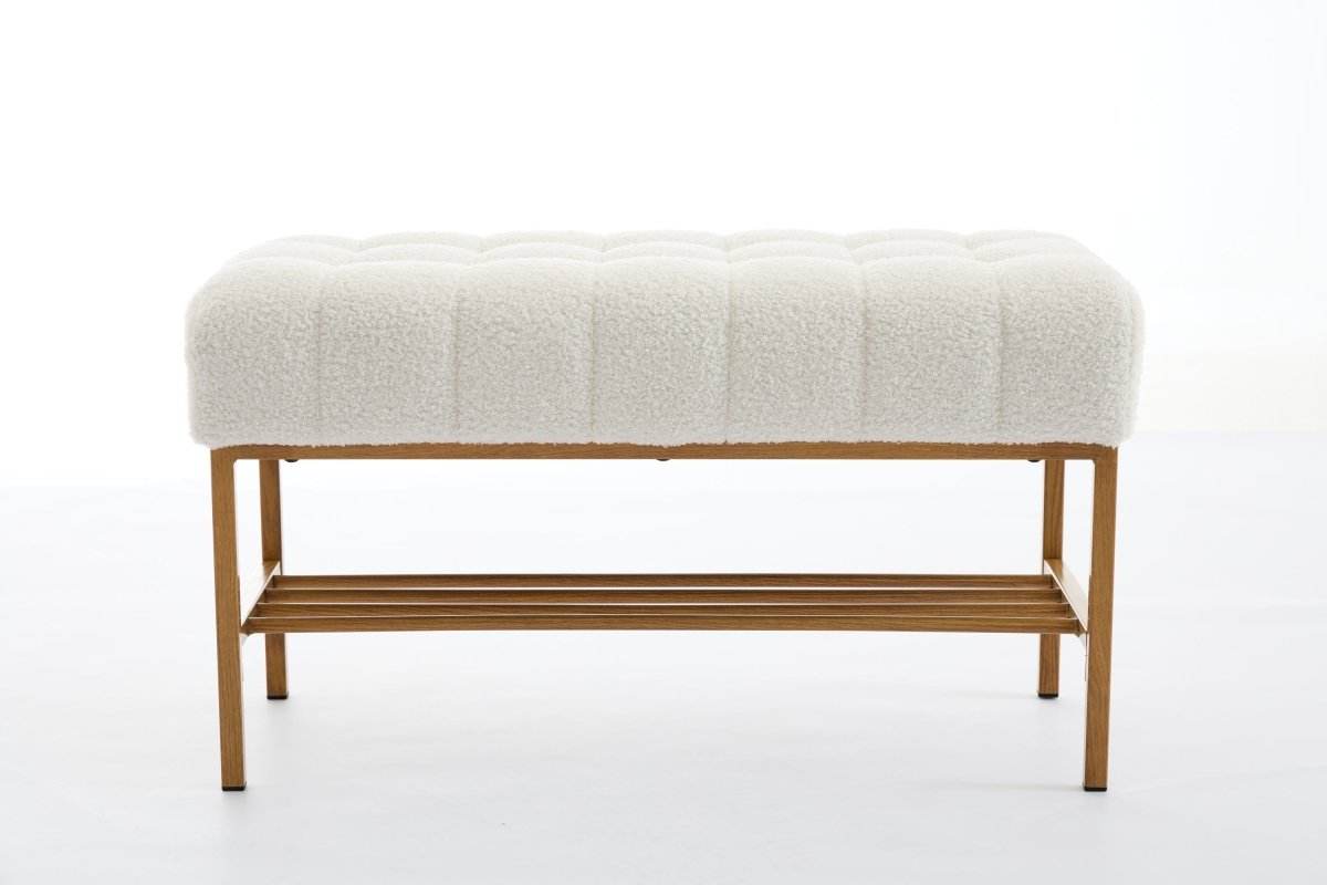 Teddy Fabric Upholstered Storage Bench With Metal Legs - Sleep Galleria