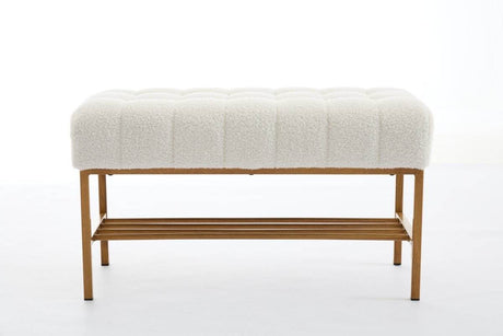 Teddy Fabric Upholstered Storage Bench With Metal Legs - Sleep Galleria