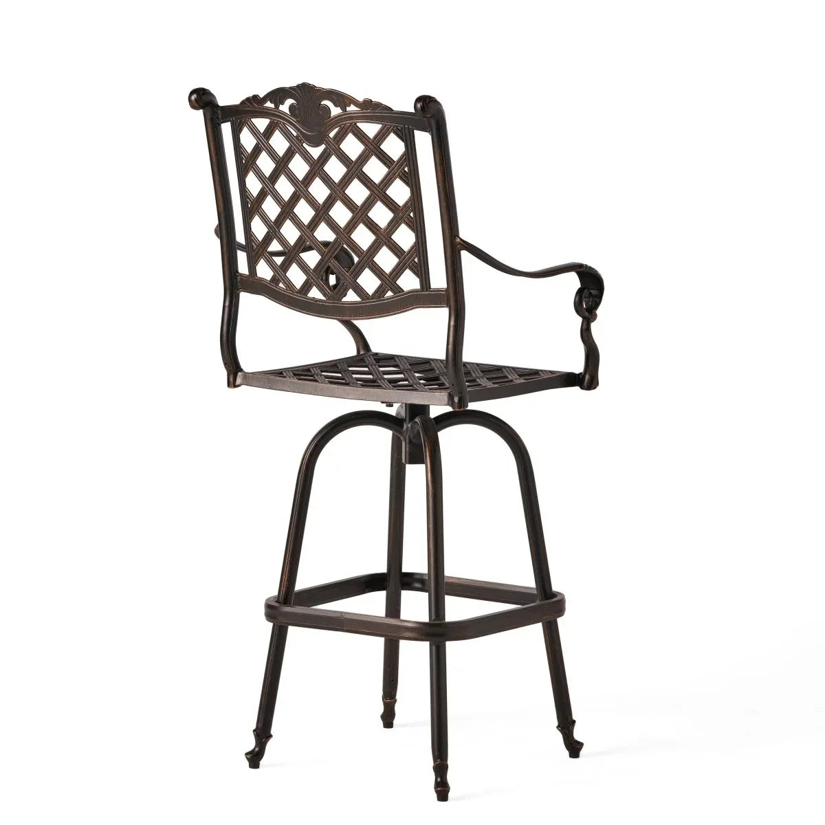 Traditional Copper Aluminum Swivel Outdoor Bar Stool - Omega Lifestyles